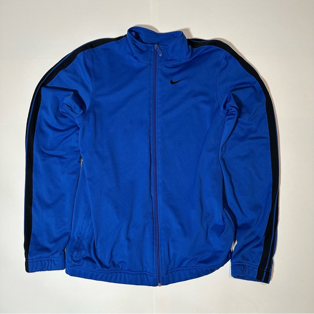 Nike Full-Zip Track Jacket – Medium | Blue & Black | Lightweight Mesh